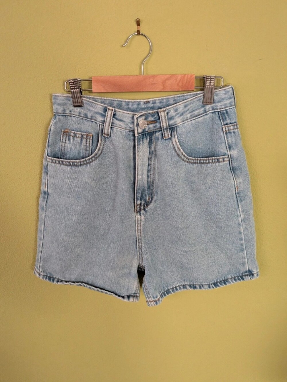 Classic High-Waist Light Wash Denim Shorts